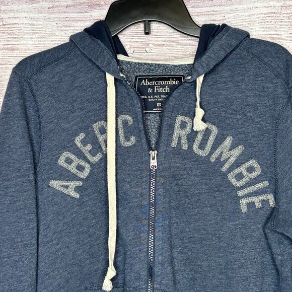 Abercrombie & Fite Men's Blue Gray Hooded Zip Up Sweatshirt Jacket Size XS - Picture 6 of 13